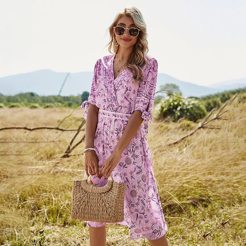 Your Exclusive Offer Awaits!KittenAlarm - Women's Holiday Style Long Floral Dress