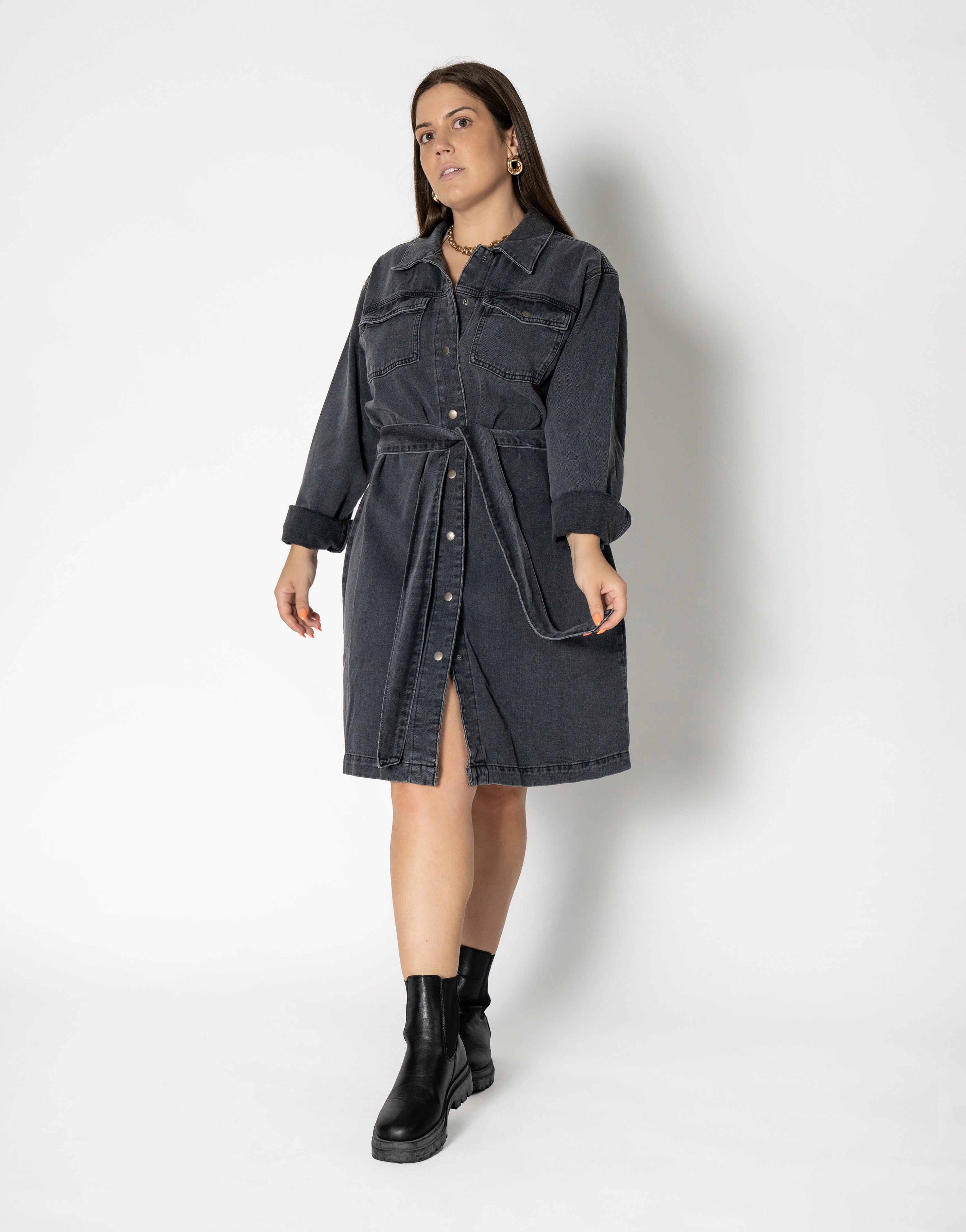 Limited Stock Available!Above Knee Denim Dress