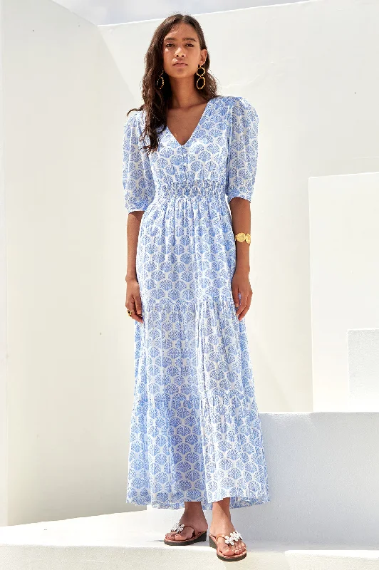 Unlock Huge Savings Now!Billie Short Sleeve Dress | Shell Marina Blue