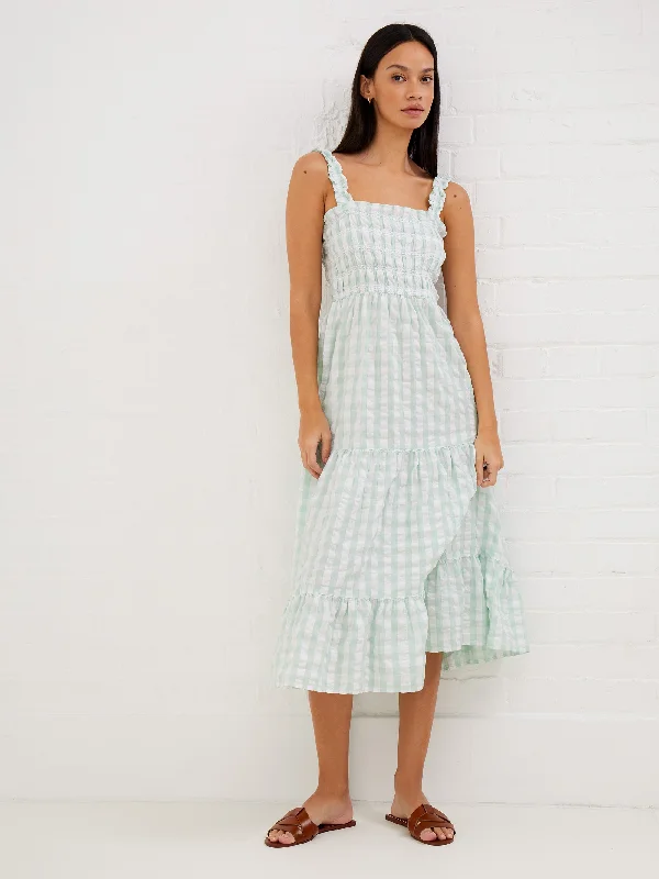 Great Deals, Just for You!Birch Seersucker Smocked Midaxi Dress