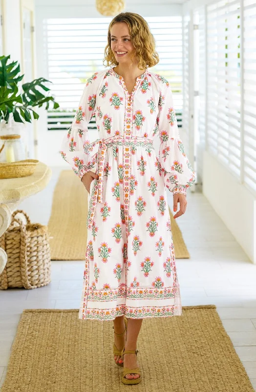 Grab Yours Before It’s Too Late!Cara Block Print Dress | White/Pink
