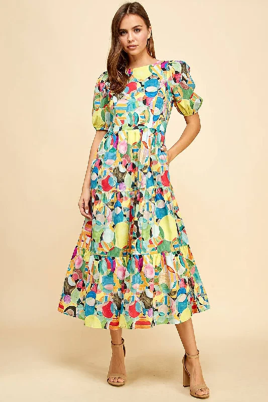 Limited Stock Available!Picasso Puffed Sleeve Dress