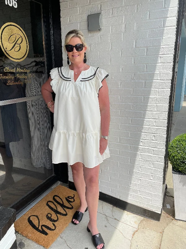 Exclusive Savings This Week!Cream with Black trim Dress