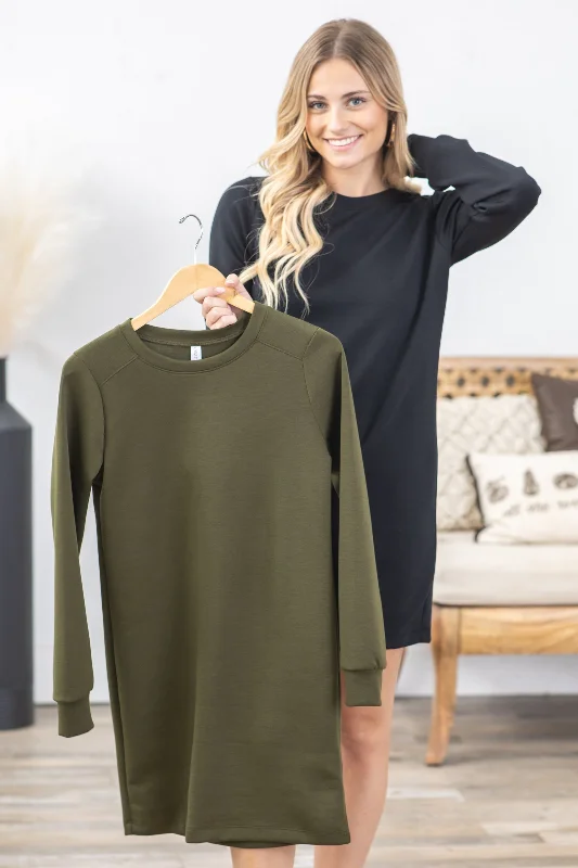 Shop Smart, Save Big!Crewneck Long Sleeve Scuba Dress