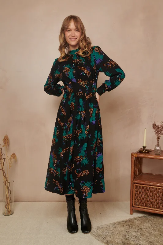Limited-Time Price Drop!Daphne Midnight Leopard Dress
