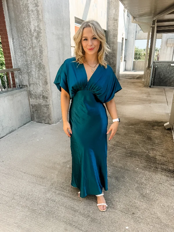 Exclusive Offers You’ll Love!Deep Jasper Satin Dress
