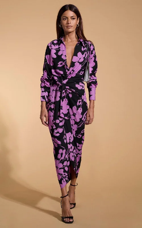 The Best Sale of the Year!Frankie Wrap Dress In Lilac On Black Floral