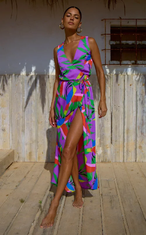 Today’s Deals, Tomorrow’s Regrets!Harmony Wrap Dress in Humming Bird Purple
