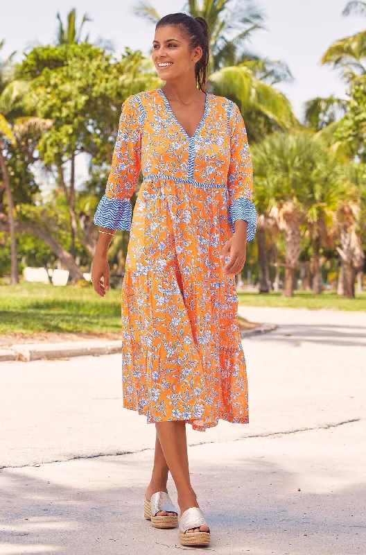 The Best Offers Are Here!Hayden Block Print Dress | Japanese Orange/Cobalt