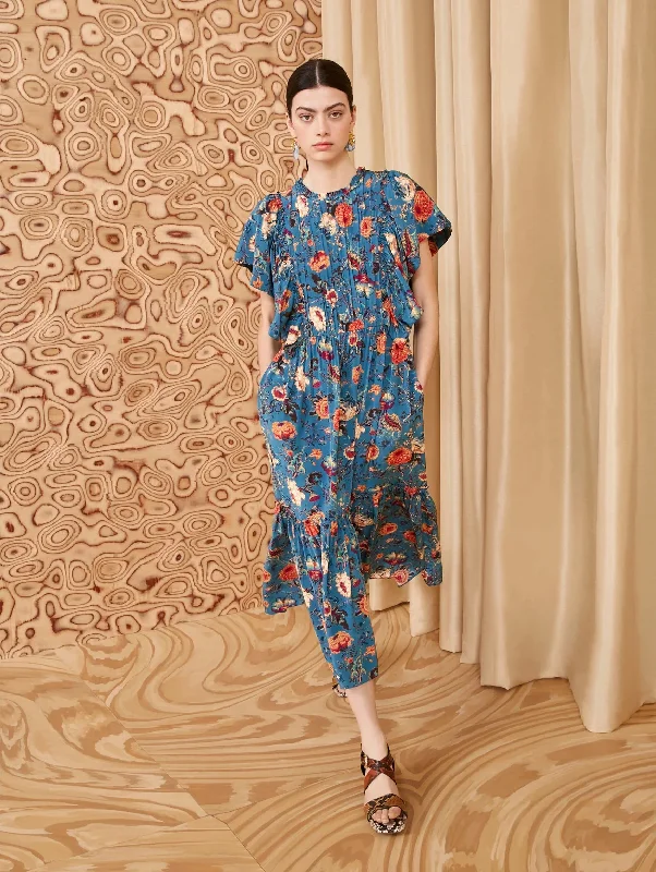 Get Ready to Save!Ilaria Silk Dress in Bluette Floral