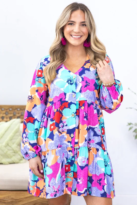 Grab Yours Before It’s Too Late!Lavender Floral Print Tiered Dress