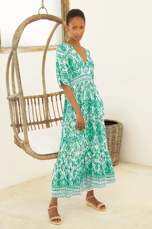Limited-Time Price Drop!Lena EcoVero™ Dress | Fluid Abstract Sea Green