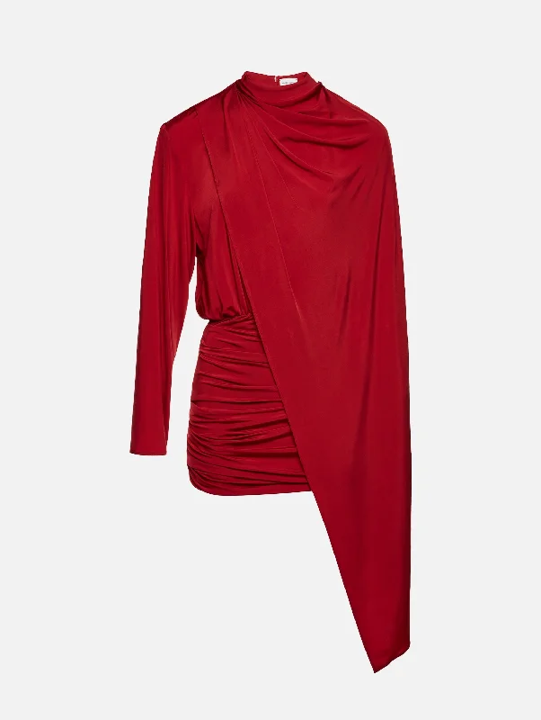 Bigger Savings, Better Shopping!Long Sleeve Cape-effect Dress in Red