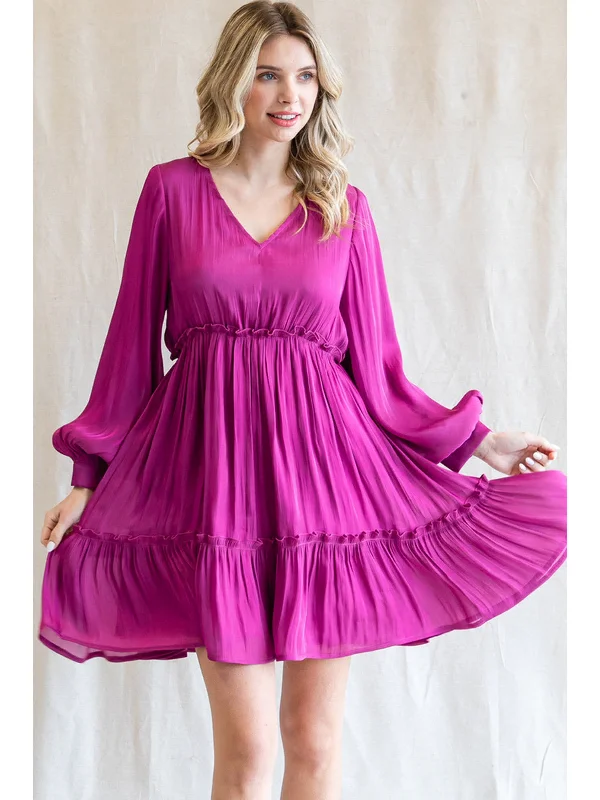 Instant Savings Await!Magenta Babydoll Dress