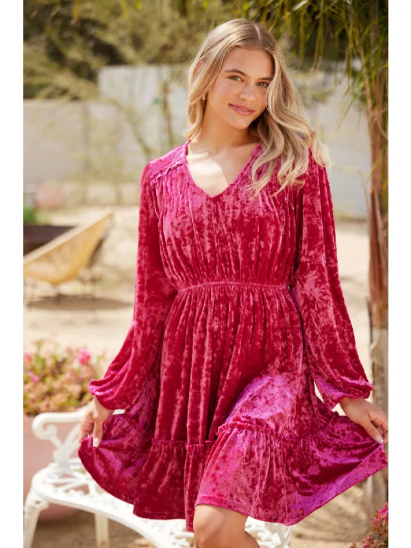 The Sale You’ve Been Waiting For!Magnificent Magenta Velvet Dress