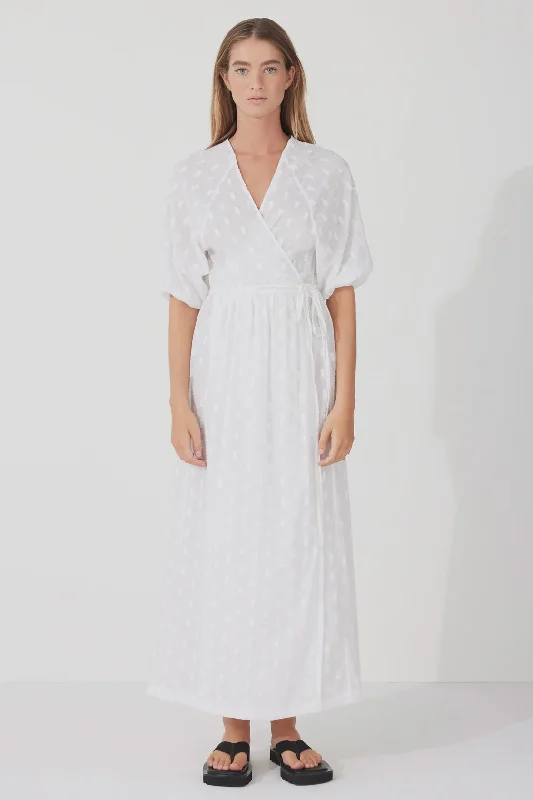 One Click Away from Big Savings!Milk Textured Wrap Dress