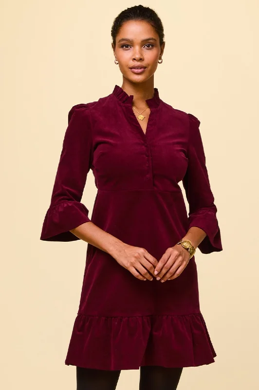 The Best Deals Won’t Wait!Percy Short Stretch Corduroy Dress | Wine