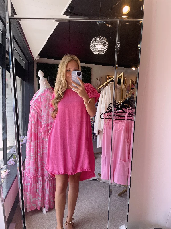 Mega Sale Happening Now!Pink Linen Dress