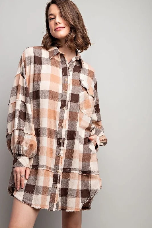 Savings You Can’t Ignore!Plaid Oversized Shirt/Dress
