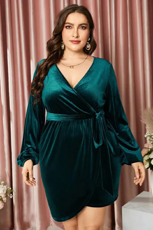 Only a Few Left – Order Now!Plus Size Dark Green Velvet Dress