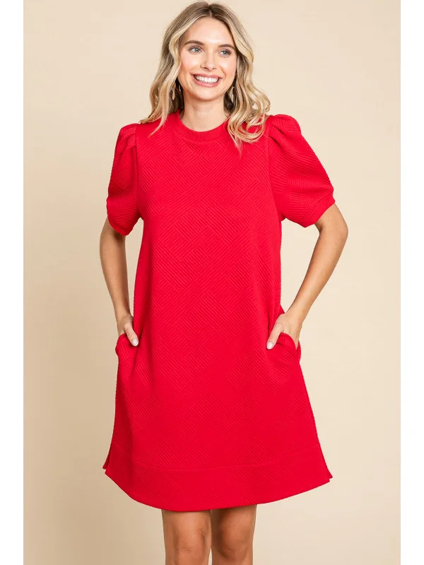 Save More Than Ever!Red Textured Dress