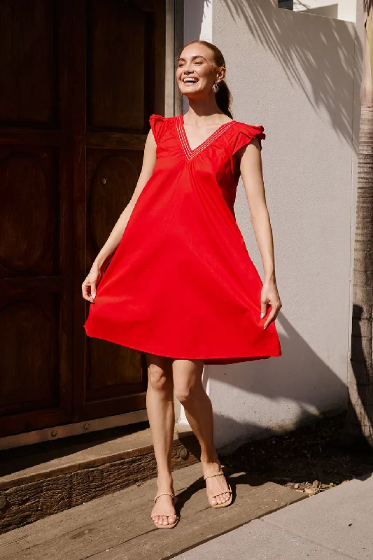 Shop Today, Save Tomorrow!Rivka Poplin Short Dress in Christmas Cheer