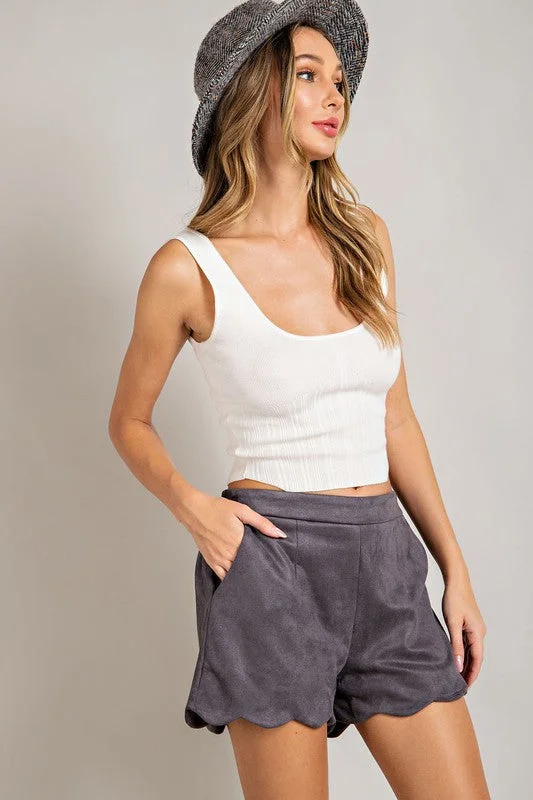 Your Wallet Will Thank You!Suede Scallop Shorts