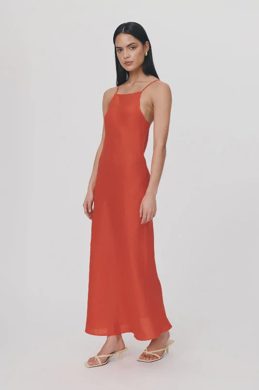 Buy More, Save More!Trina Linen Slip Dress - Aperol Red