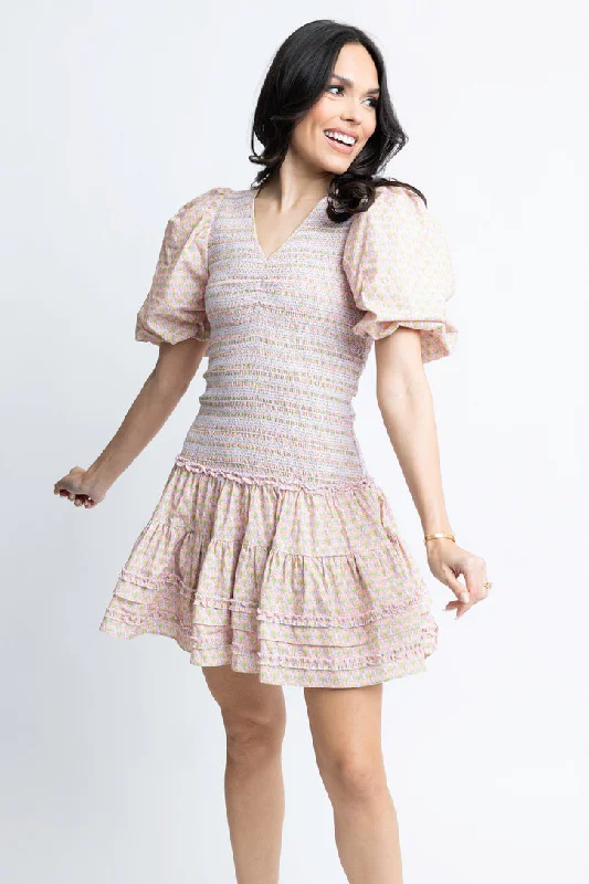Buy More, Save More!Vintage Paris Floral Vneck Smock Dress