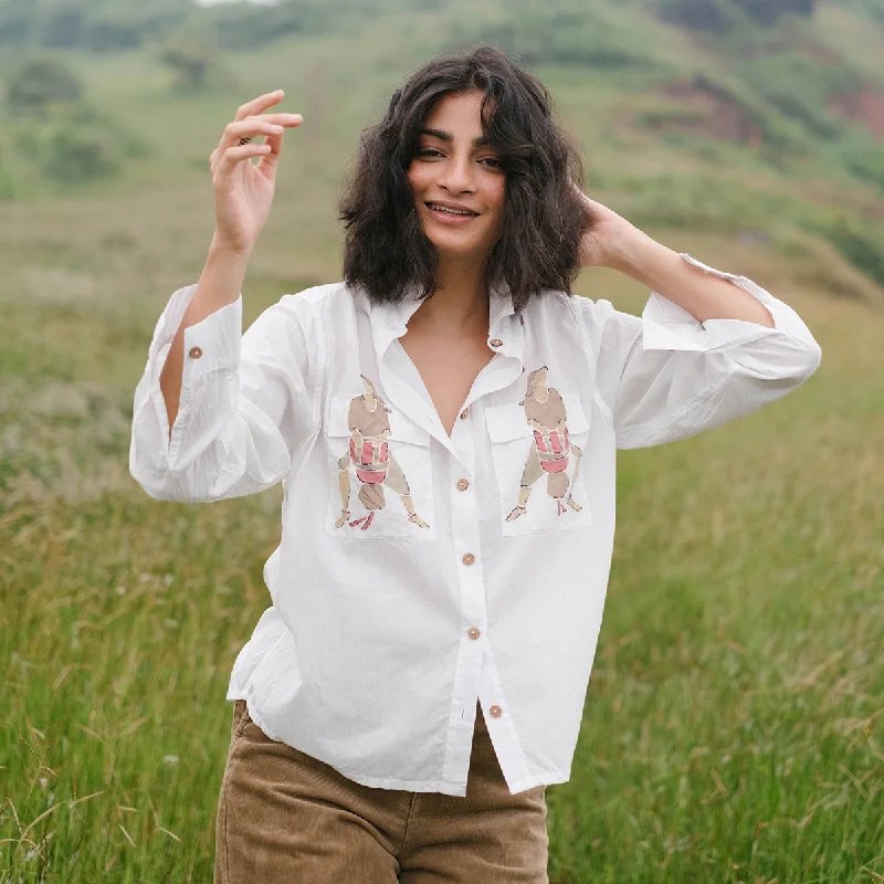 The Sale You’ve Been Waiting For!White Cotton Shirt For Women | Hand Painted
