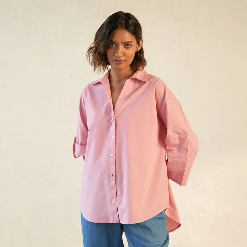 Biggest Sale of the Season!Cotton Oversized Shirt for Women | Pink