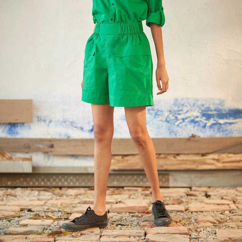 Don't Miss Out!Cotton Poplin Shorts for Women | Bright Green