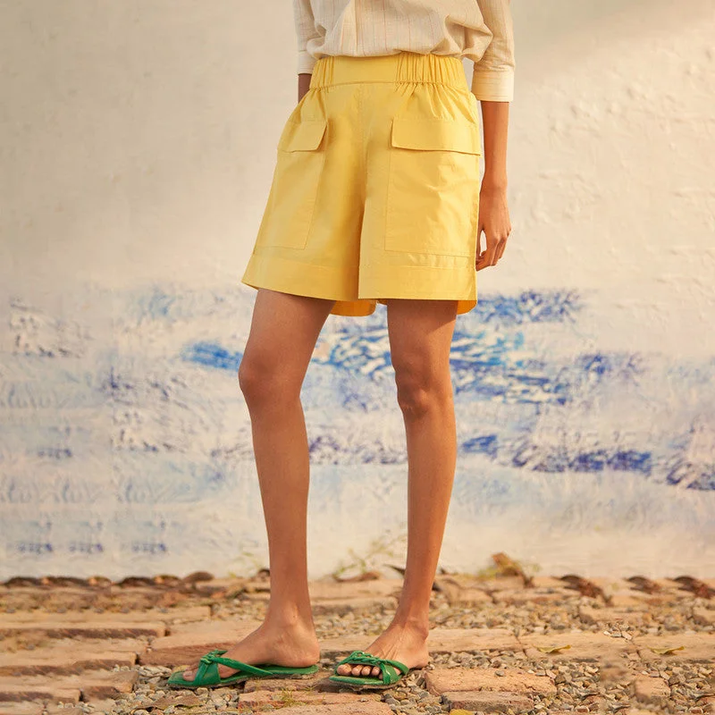 The Best Offers Are Here!Cotton Poplin Shorts for Women | Yellow