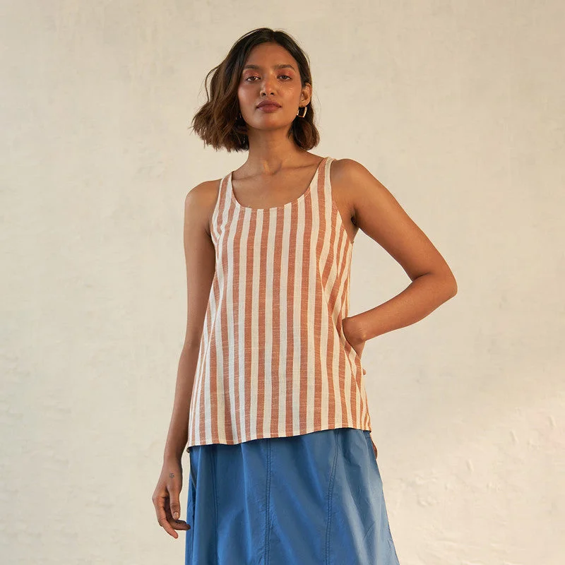 Huge Price Cuts Await!Cotton Tank Top for Women | Sleeveless | Brown & White