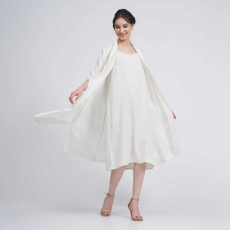 Shop More, Spend Less!Cotton Tencel Long Shirt & Slip Dress | Cream