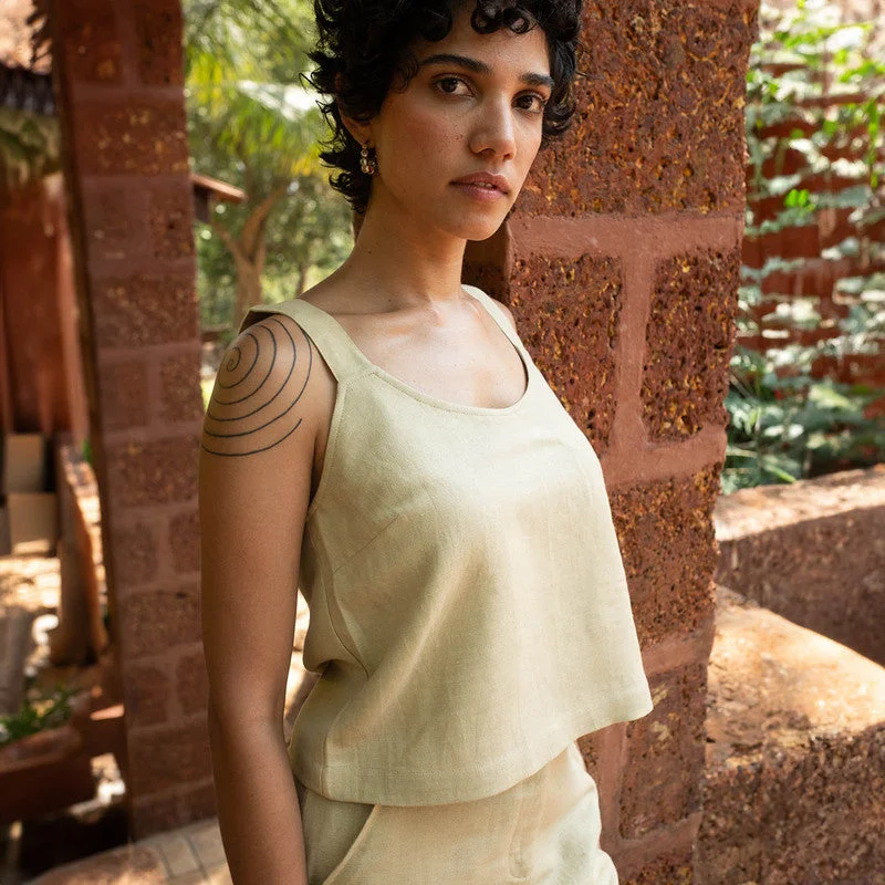 More Discounts, More Joy!Hemp Tank Top for Women | Beige | Sleeveless