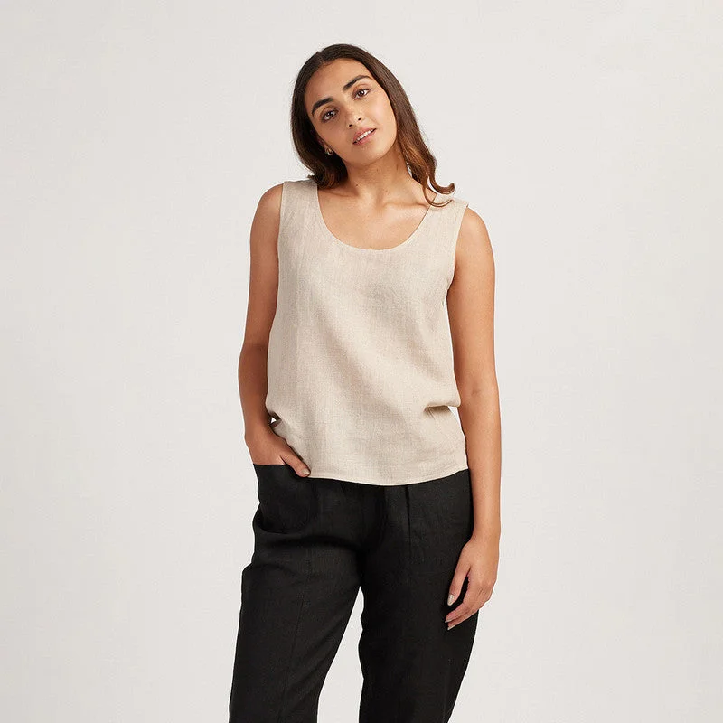 Limited Stock Available!Linen Tank Top For Women | Beige