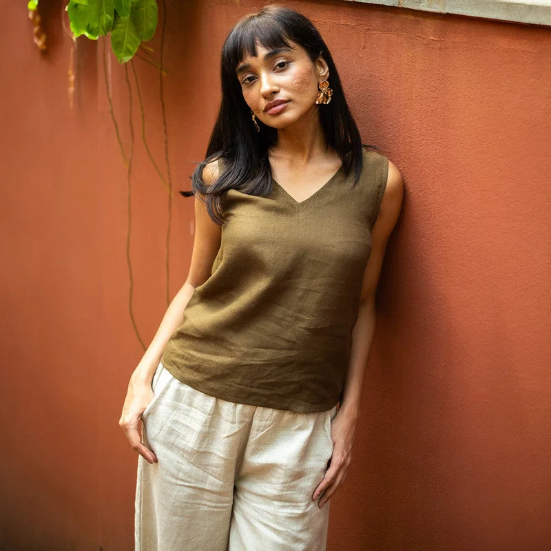 Today’s Deals, Tomorrow’s Regrets!Linen Tank Top for Women | Brown | Sleeveless
