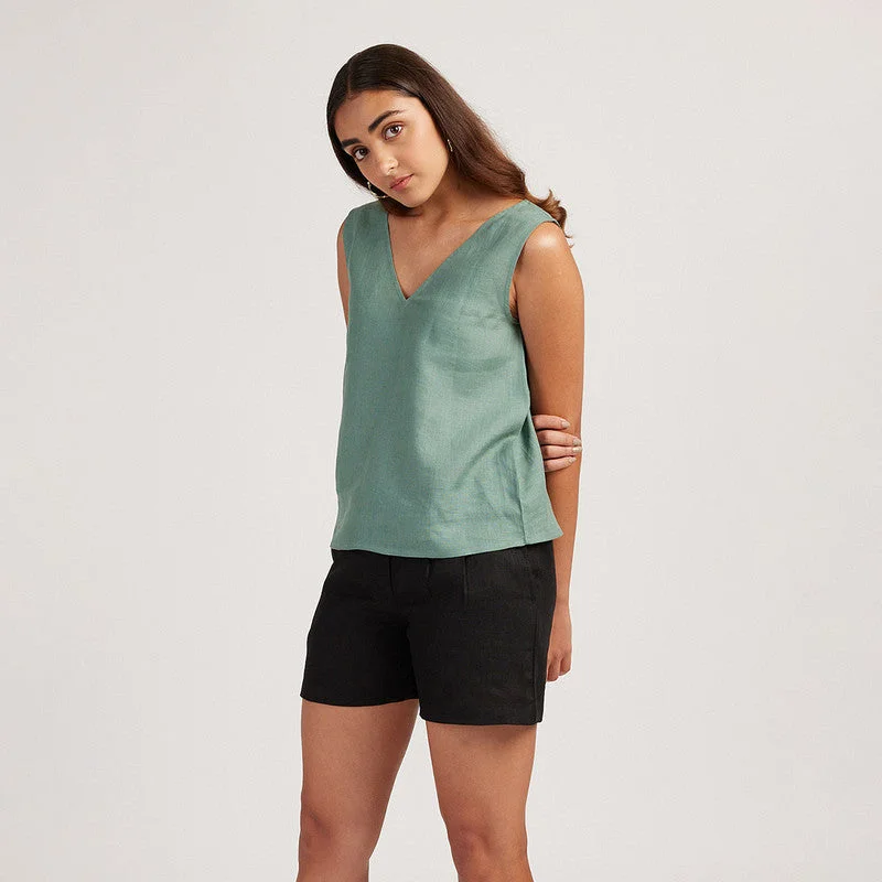 Your Shopping Wish, Our Discount Command!Linen Tank Top for Women | V-Neck | Sage Green