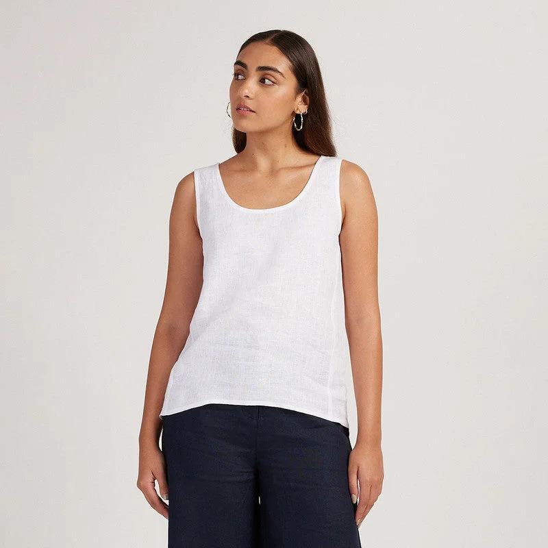 Mega Sale Happening Now!Linen White Tank Top For Women | Sleeveless