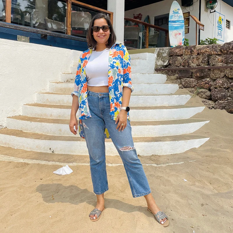 Get More for Less!Dobby Printed Oversized Shirt For Women | Multi