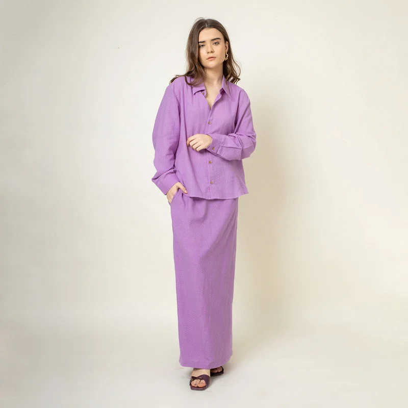 Huge Savings – Act Now!Upcycled Cotton Shirt for Women | Full Sleeves | Purple