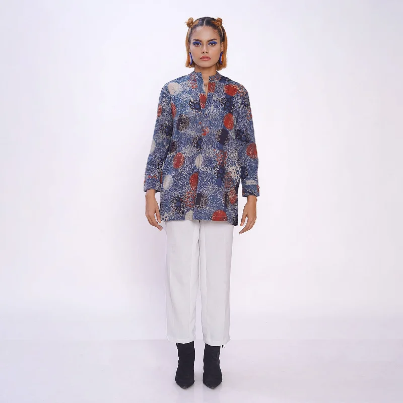 Best Price of the Season!Cotton Ajrakh Printed Shirt for Women | Indigo