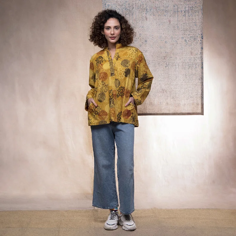 Incredible Savings Inside!Cotton Shirt for Women | Ajrakh Hand Printed | Yellow