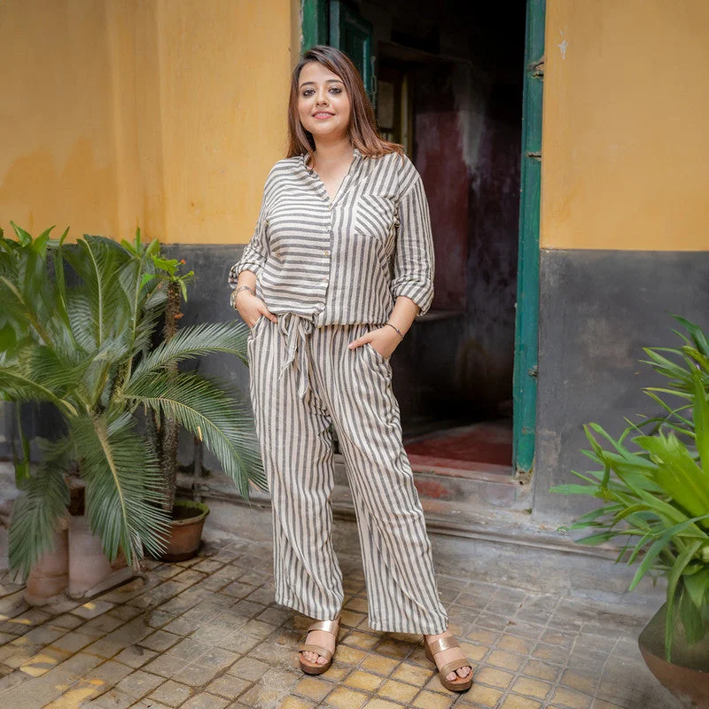 Steals and Deals Await!Cotton Woven Shirt for Women | Grey | Striped