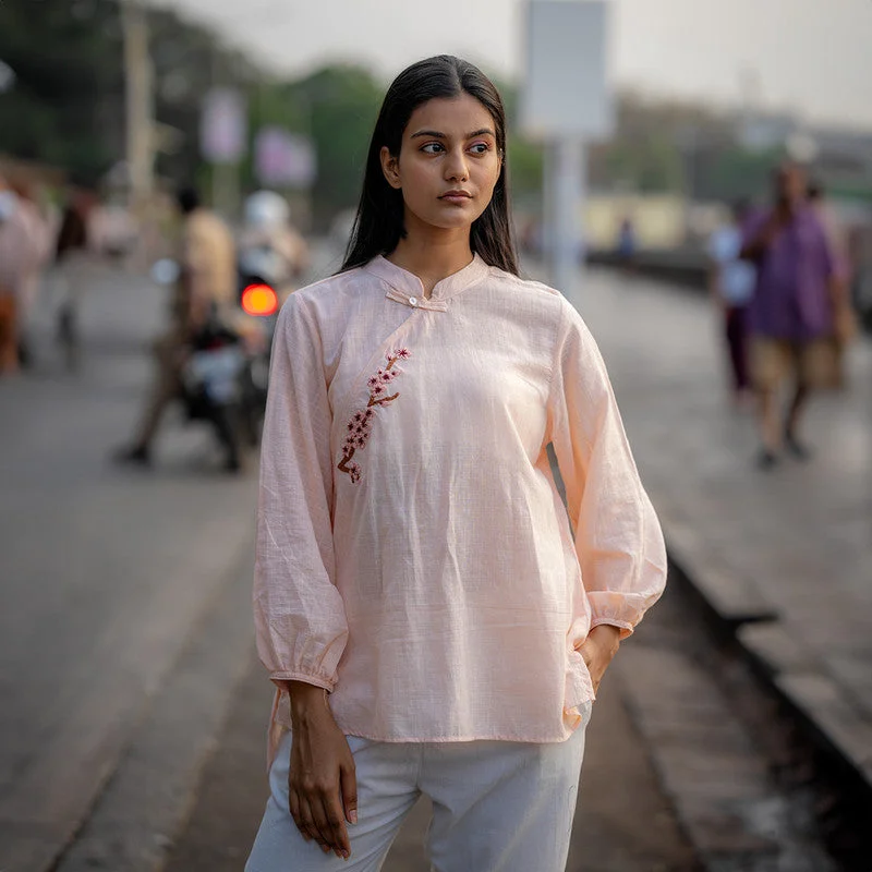 Hurry, Sale Ends Soon!Pink  Embroidered Shirt for Women | Full Sleeves | Cotton