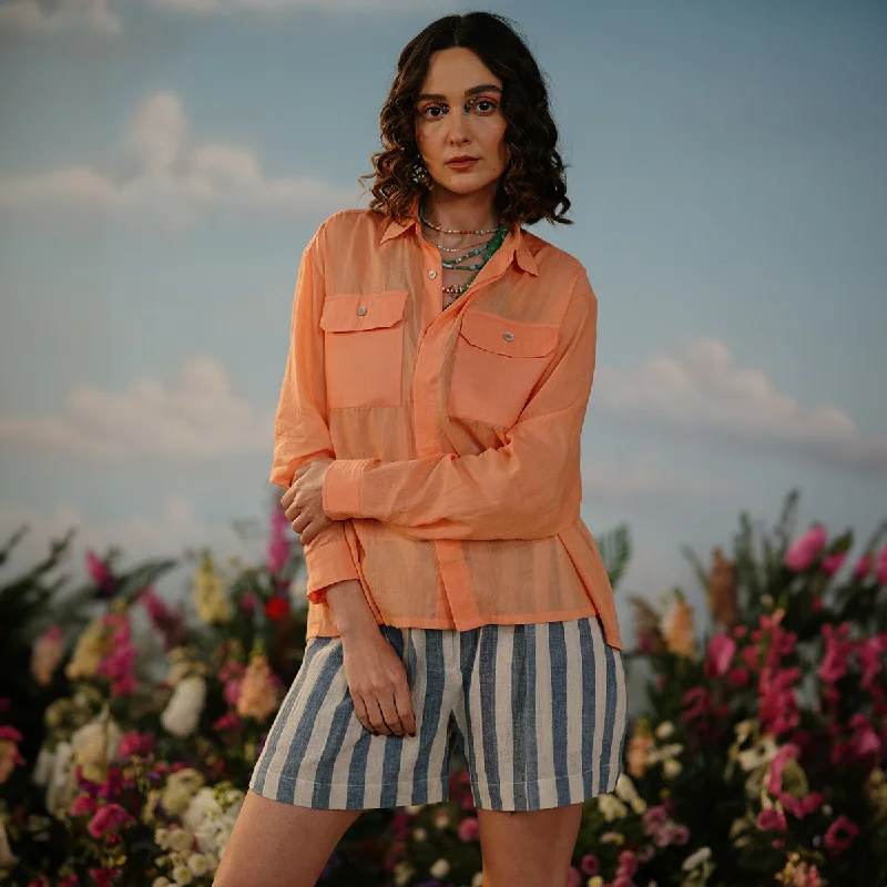 Your Favorite Sale is Back!Cotton Silk Shirt For Women | Full Sleeves | Peach