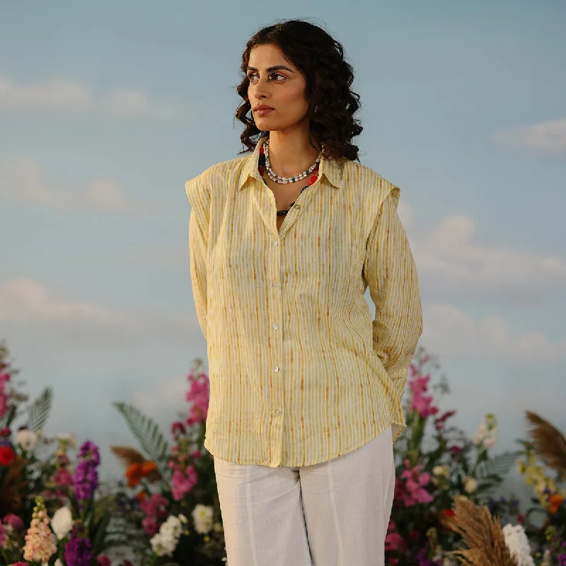 Crazy Discounts Inside!Muslin Striped Shirt For Women | Yellow