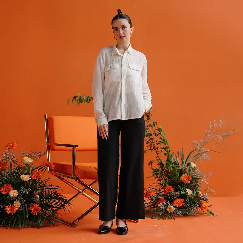 One Click Away from Big Savings!Off-White Shirt For Women | Cotton Silk | Full Sleeves One Click Away from Big Savings!Off-White Shirt For Women | Cotton Silk | Full Sleeves