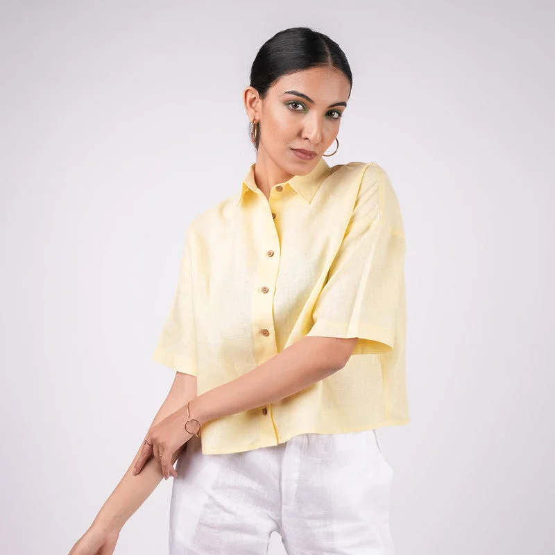 Find Your Perfect Deal Today!Linen Shirt for Women | Yellow | Drop Shoulder